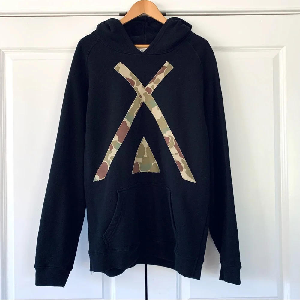 Tribe Kelley Hoodie Hunt Club Sweatshirt Pullover Cotton Black & Camo Unisex XL - Picture 7 of 7